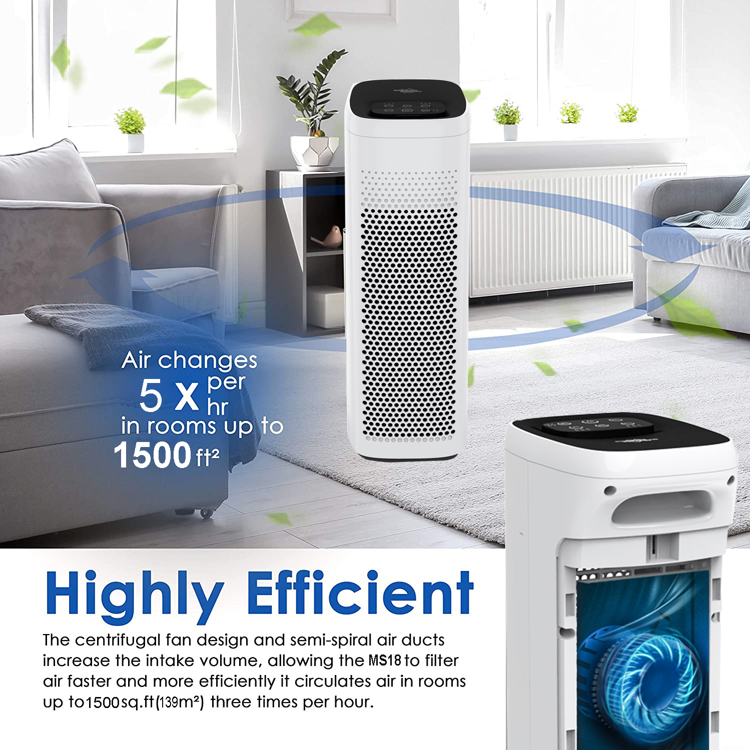 3 Stage HEPA Air Purifiers for Large Home Clean Allergies Pets Hair ...