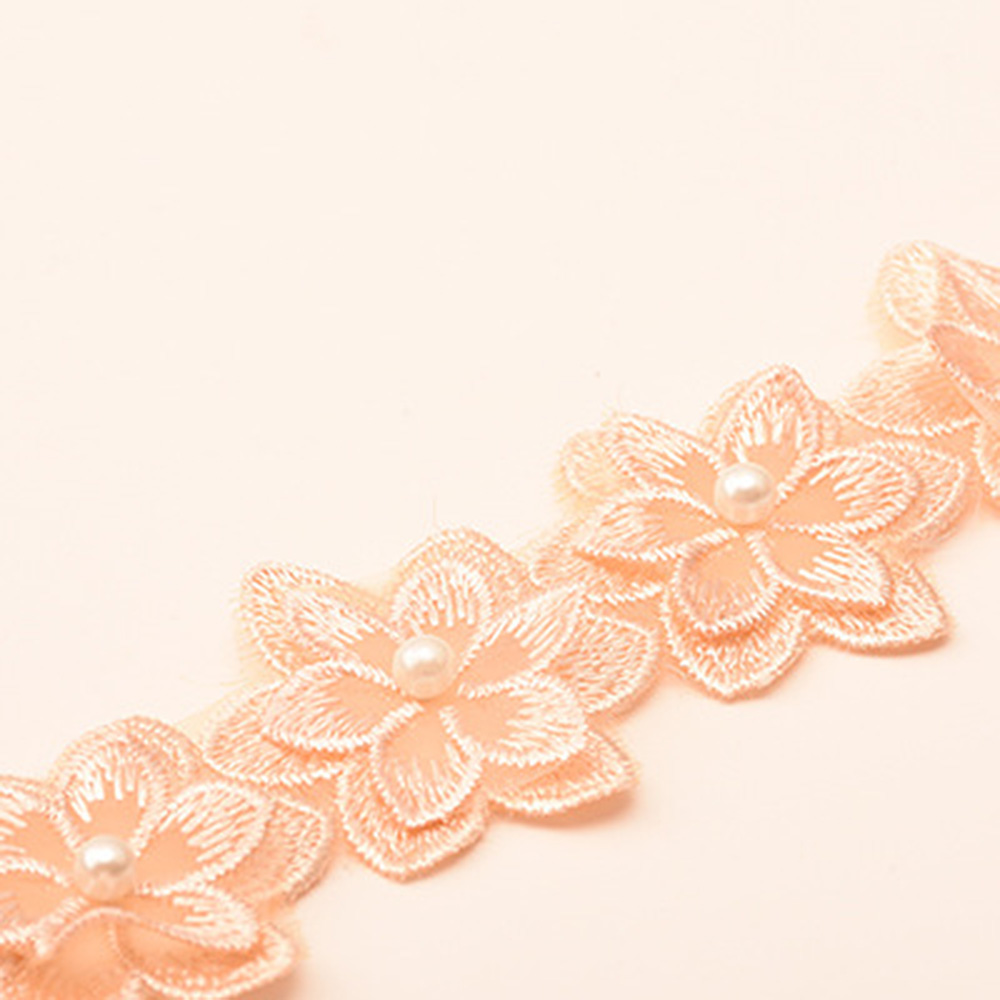 1 Yard Flower Lace Trim Beaded Ribbon Embroidered Fabric Wedding Dress Sewing - Picture 25 of 25
