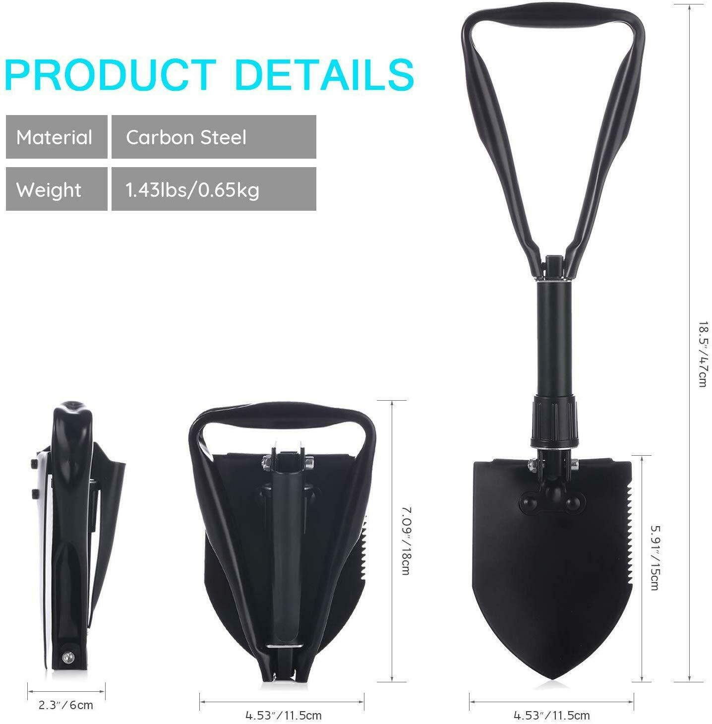 3x Tri-fold Shovel for Car, Military Folding Shovel for Camping Hiking ...