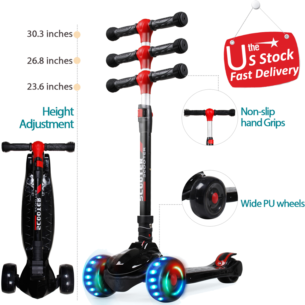 LED Scooter für Kinder Deluxe 3 Wheel Glider Tretroller Kickscooter Geschenk 