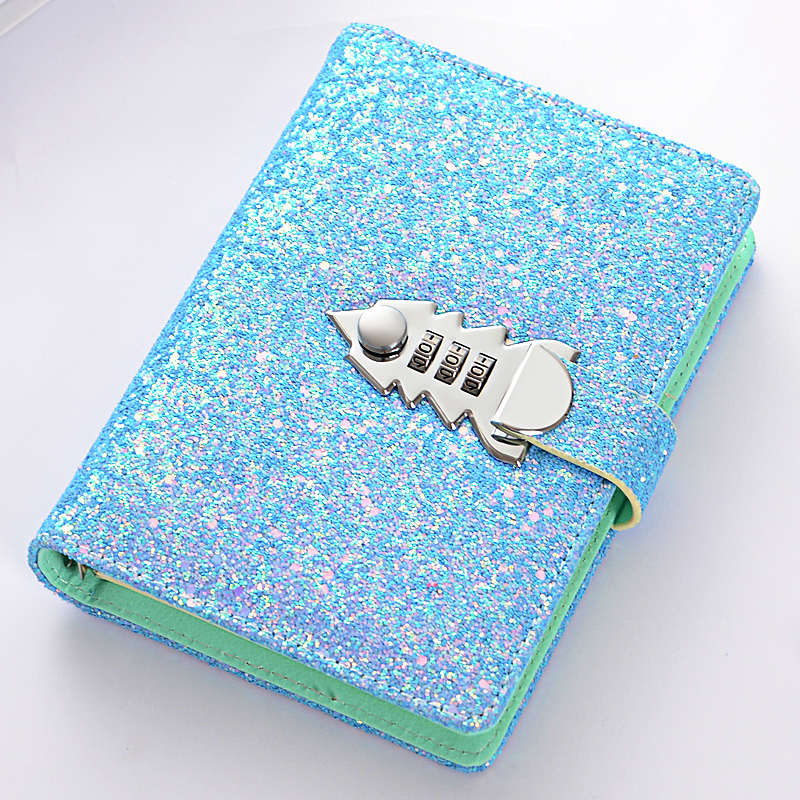 A6 Girls Glitter Diaries Notebook PU Leather With Code Lock Secret ...