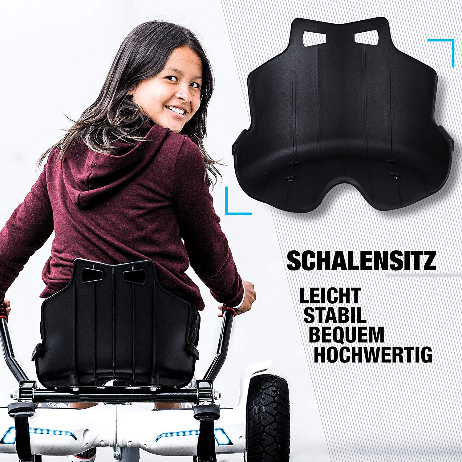 Sitzscooter Kartsitz Hoverboard Hoverkart Hoverseat für 6,5"-10" Balance Scooter