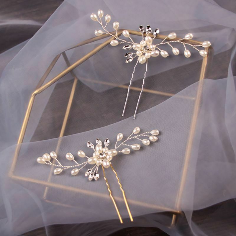 Wedding Bridal Pearl Flower Crystal Hair Pins Bridesmaid Clips