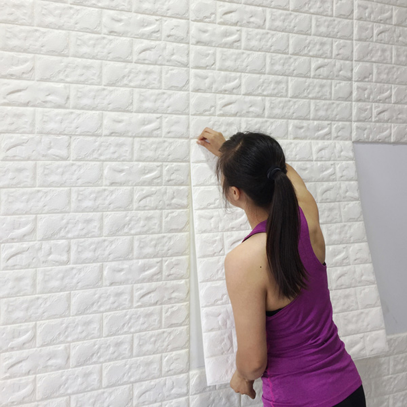 10Pcs 3D  Brick Wall Stickers Self Adhesive PE Foam  Panel 