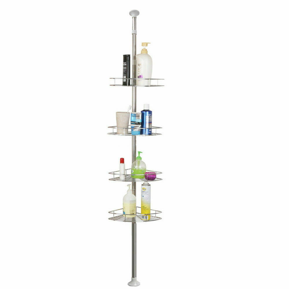 Details zu Teleskop Eckregal Duschregal Badregal 4 Ablagen Hhenverstellbar  100cm bis 300cm