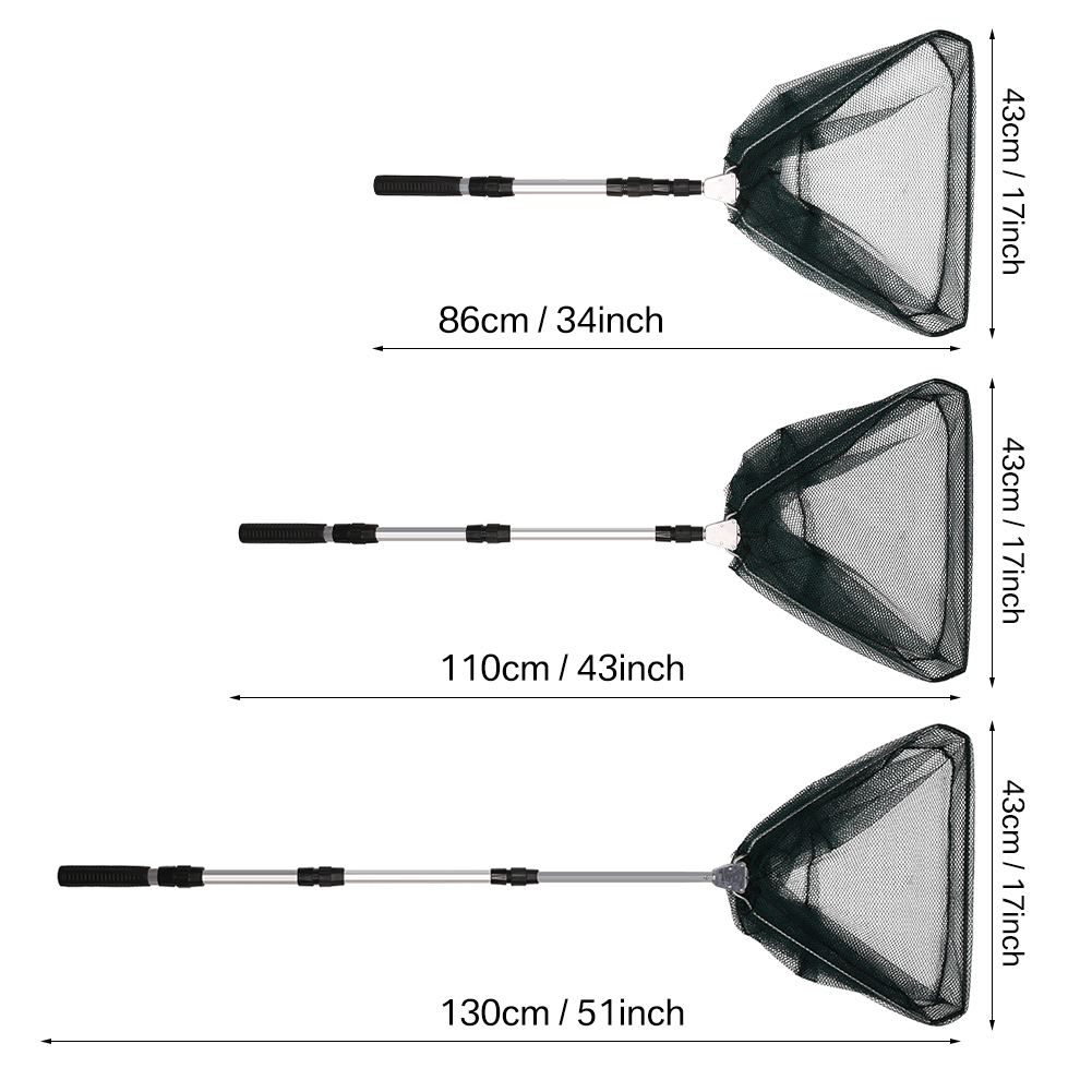 Telescopic Aluminum Handle Fishing Landing Net 3 Section Extending Pole Folding