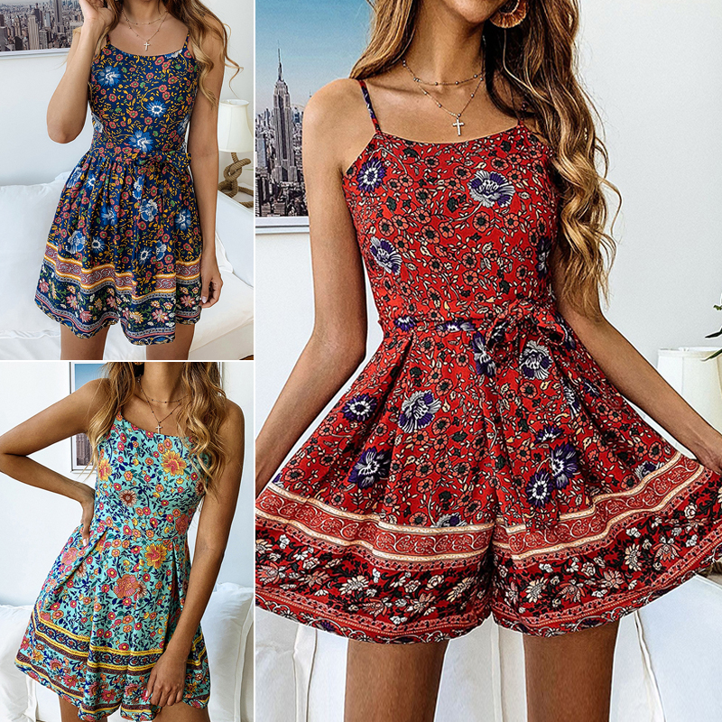 Sexy Women Boho Playsuit Jumpsuit Rompers Summer Beach Casual Mini