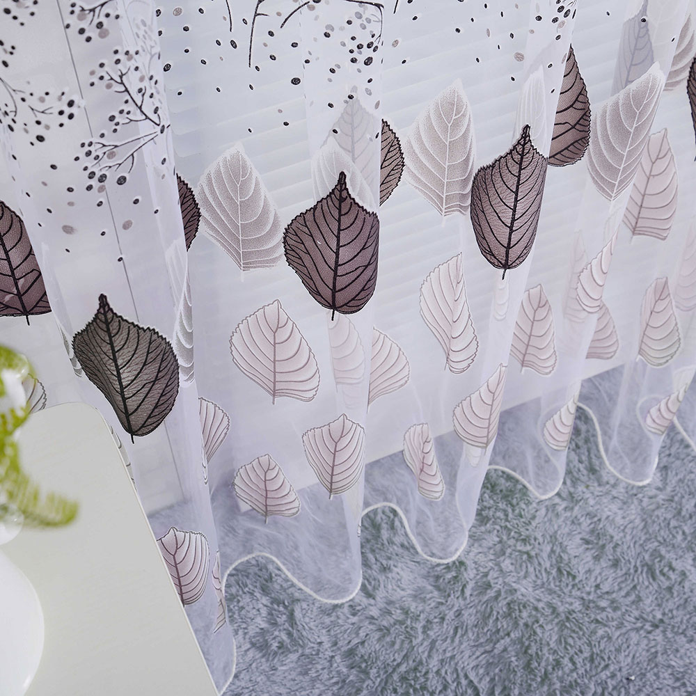 Floral Leaf Net Curtain Jardiniere Panel Many Colour Voile Net
