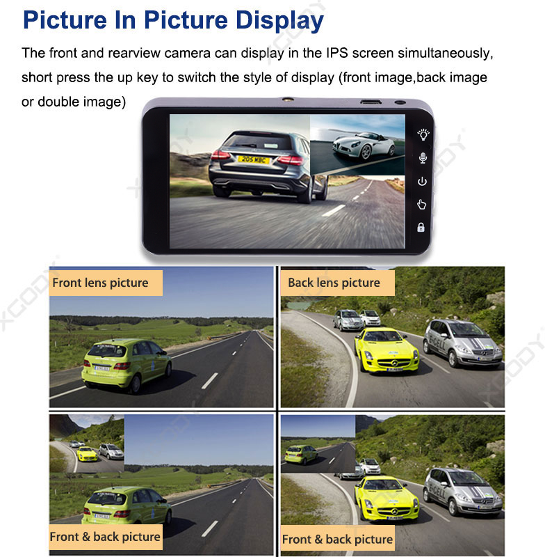 XGODY A10 4" Touch Screen FHD Car DVR Camera