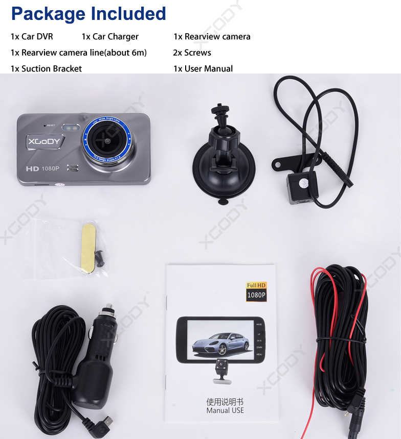 Zero Blind Area Super Night Vision Car DVR with FHD 1080P Front Cam and HD 720P Rear Cam Dual Lens Reversing Backup Cam HDR EHOOM A10 9.88 Full Touch Screen HD Mirror Dash Camera WDR 
