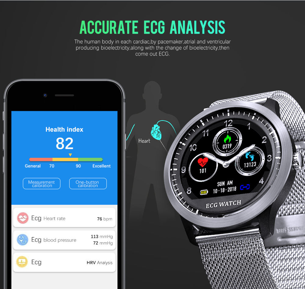 N58 ECG Smart Watch Heart Rate Monitor Bluetooth Bracelet