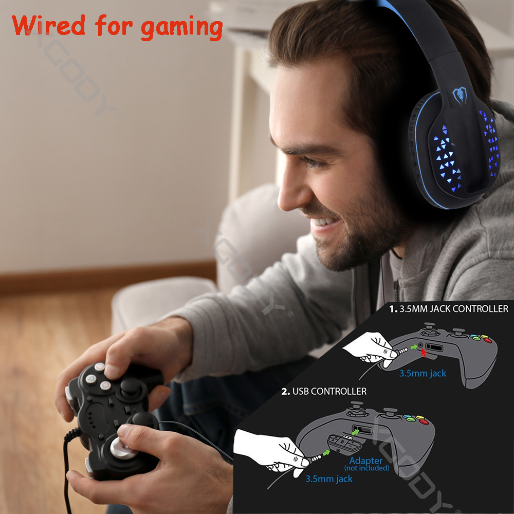 Bluetooth Headphones Gaming Headset with Microphone LED for PS4 Xbox One X Apex | eBay