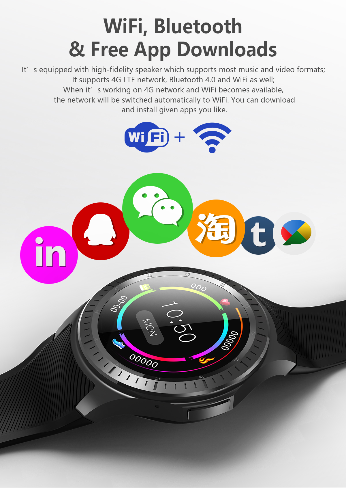 DM368 Android 7.1 Quad Core 1.3 inch Bluetooth SmartWatch