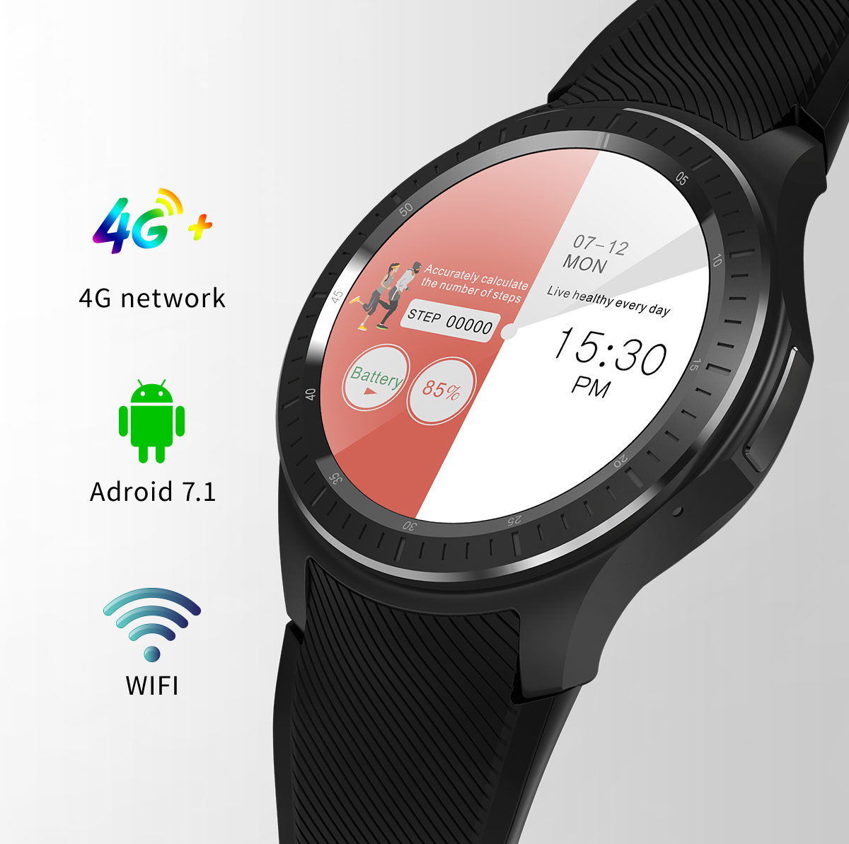 DM368 Android 7.1 Quad Core 1.3 inch Bluetooth SmartWatch