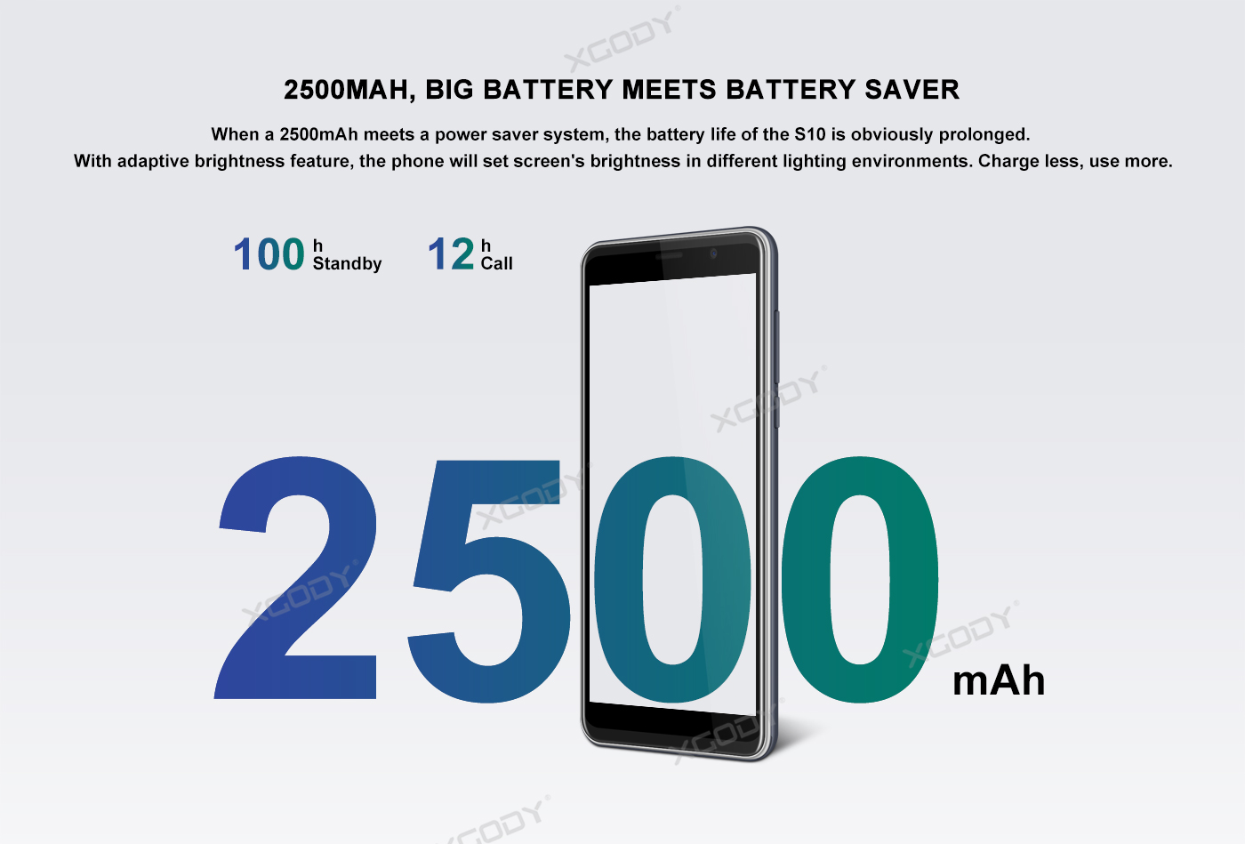 XGODY phone 2500mAh battery up to 100h in standby