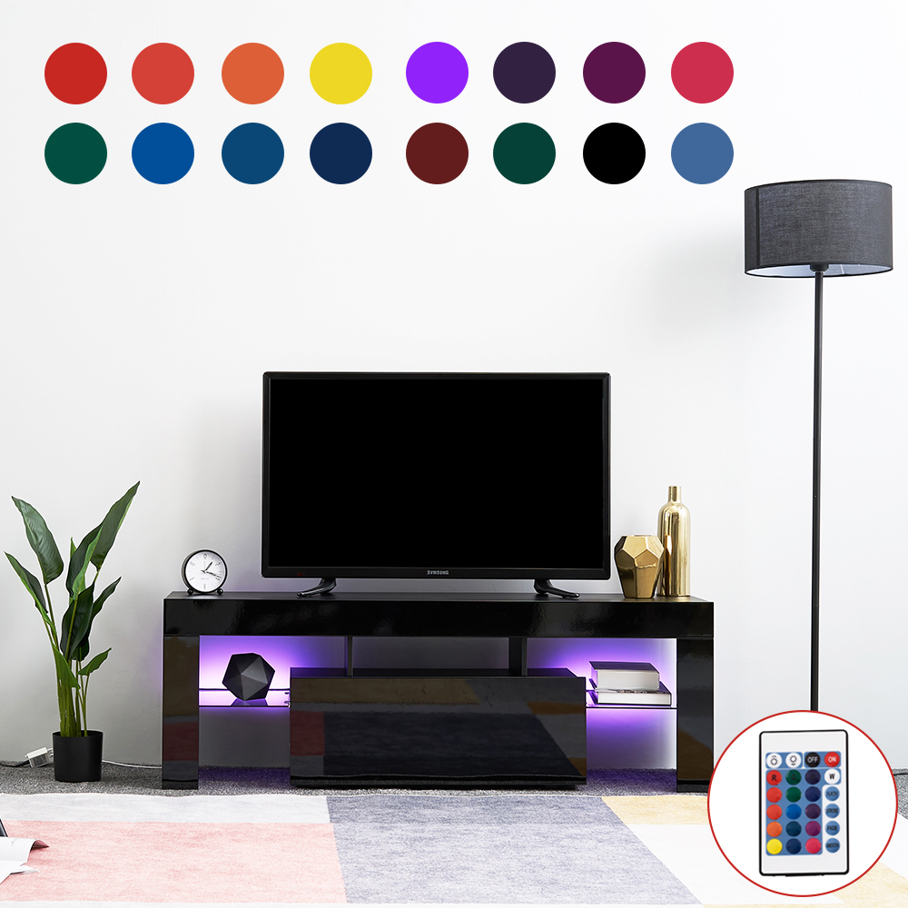 Details About Led Tv Stand Modern Led Living Room Furniture Tv Cabinets Design 130cm Black