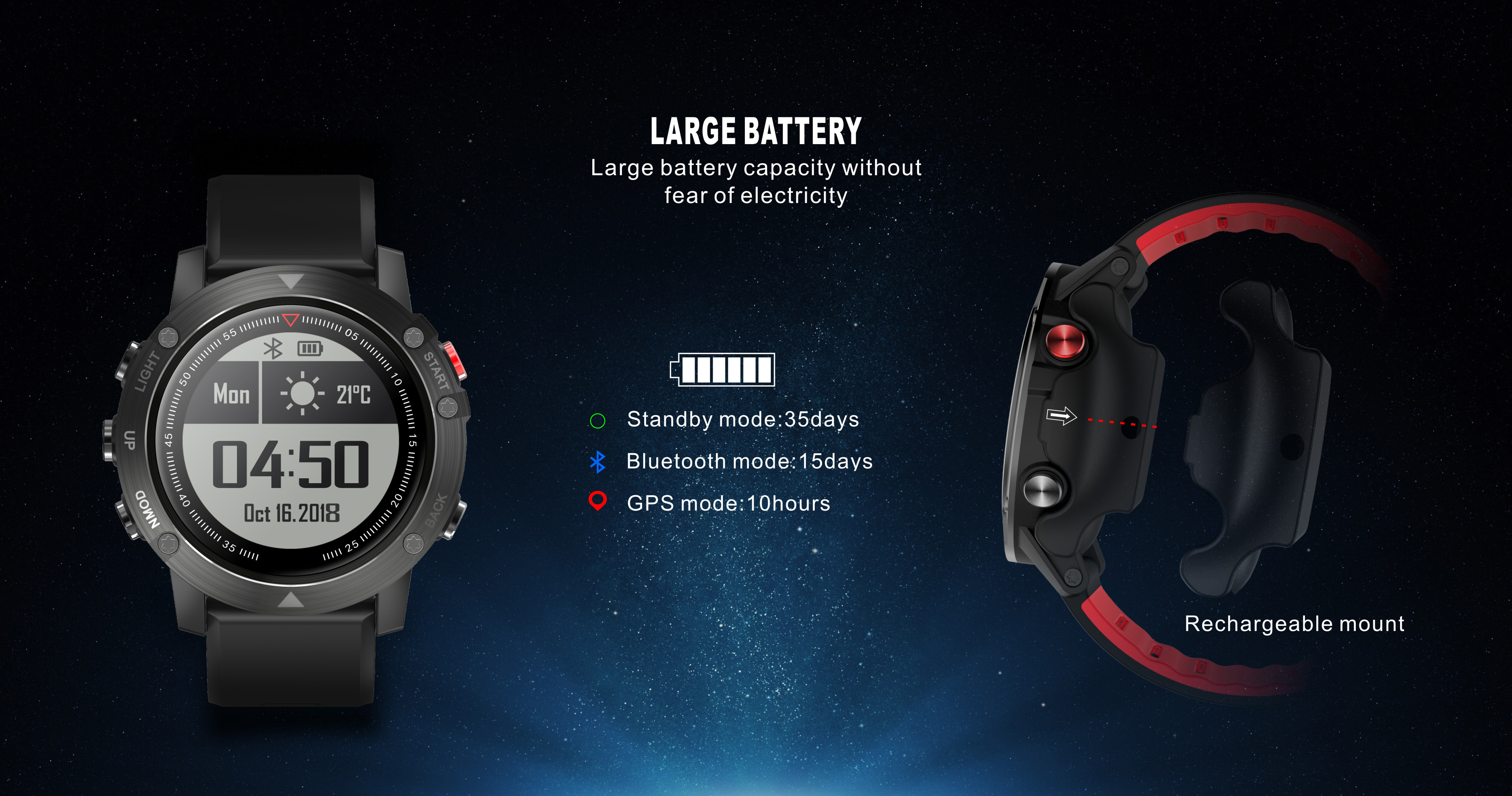DM18A Men's Waterproof SmartWatch Bluetooth GPS