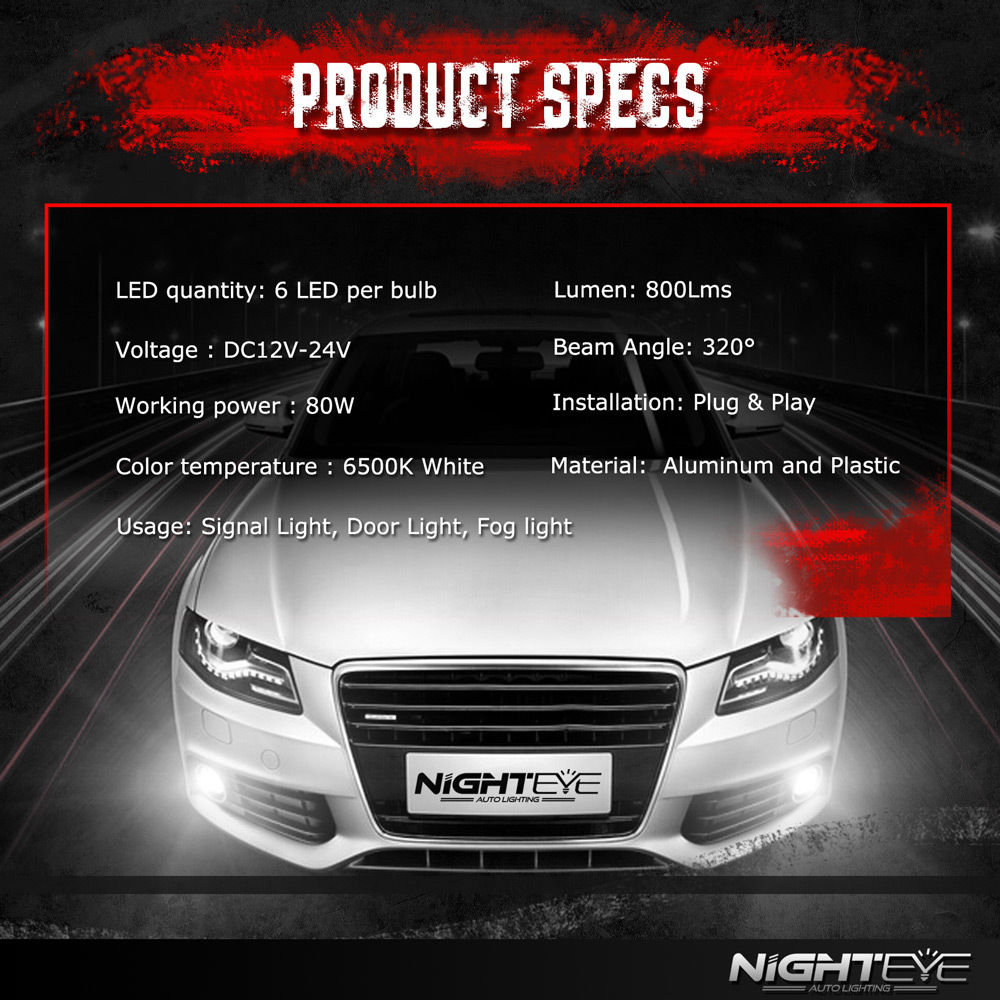 NIGHTEYE 9006/HB4 160W LED Auto Nebel scheinwerferlampe Birnen Lichter DRL 6500K