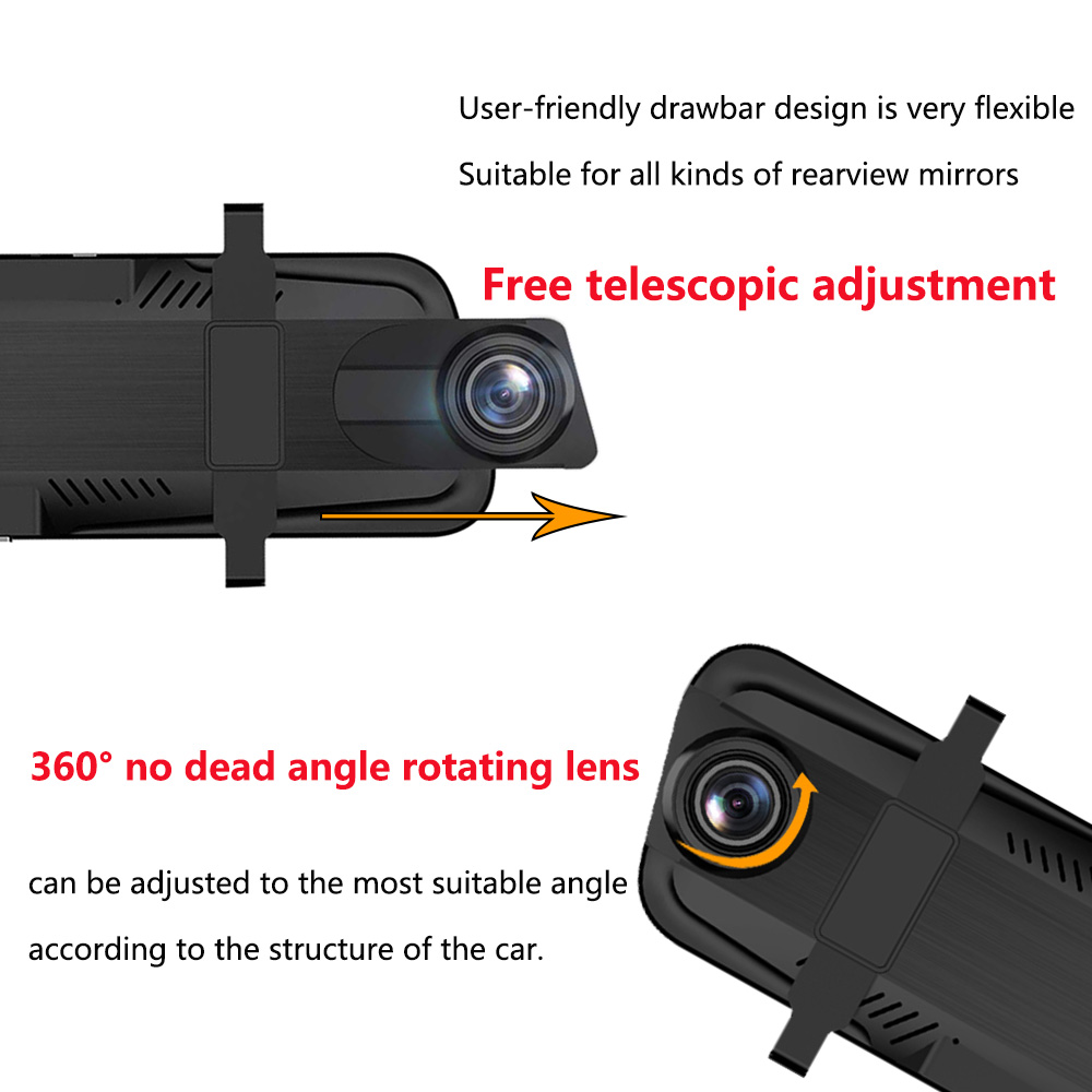 Lenovo 10" Full HD 1080P Car DVR Dash Cam Rear View Mirror Camera Video
