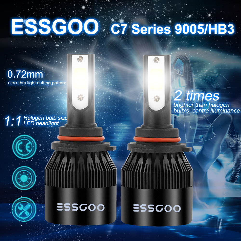 Pair H4 LED Bulb Xenon Hi//Lo 72W 9000LM Headlight Conversion Kit Fog Lamp 6500K