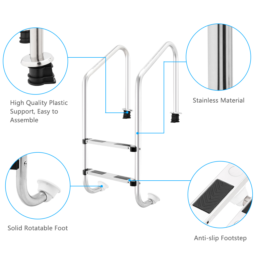 2Step Swimming Pool Replacement Ladder Handrail Stainless Steel Safe