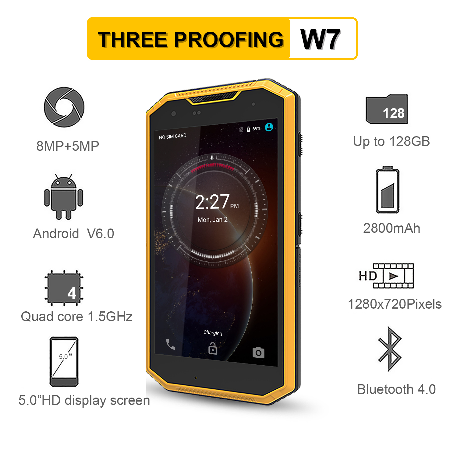 4G Waterproof 16GB Cheap Unlocked Android Mobile Smart Phone Dual SIM 4