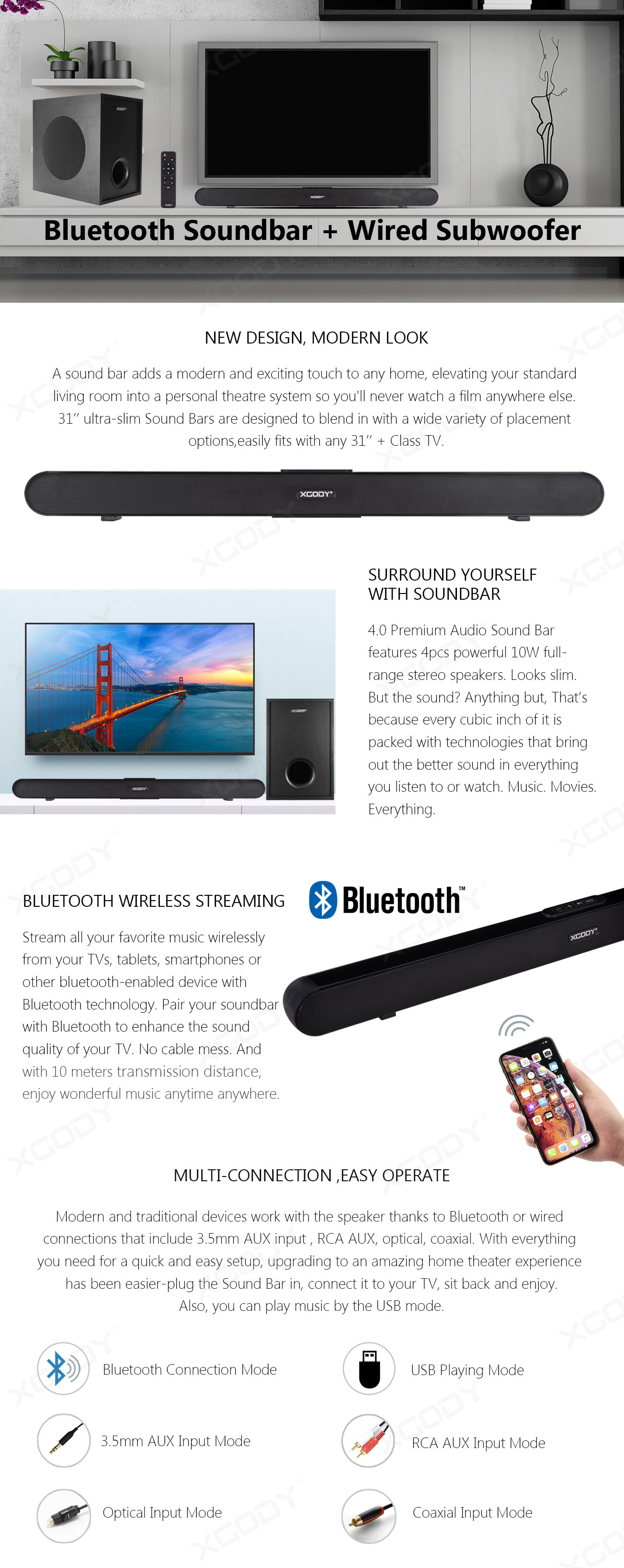 modern home bluetooth sound bar