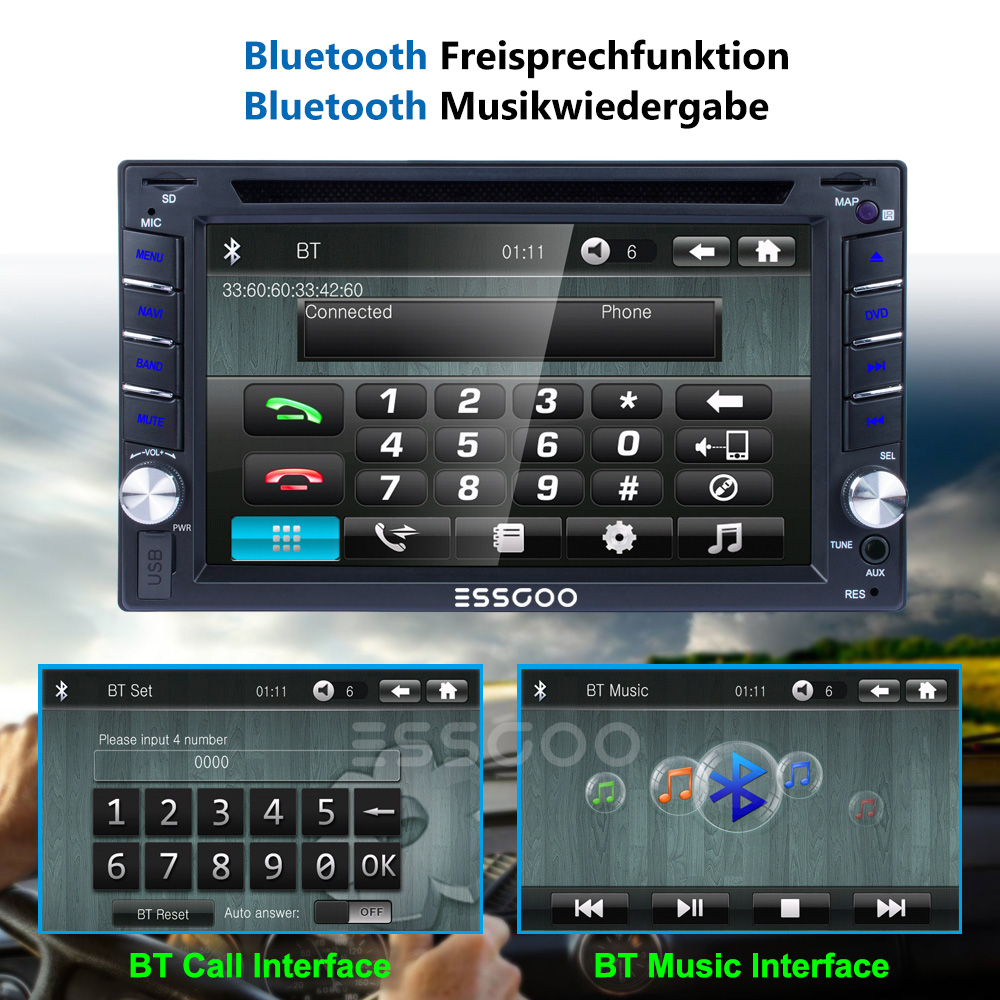 2 DIN Autoradio mit GPS NAVI CD DVD Bluetooth FM AM RDS 6