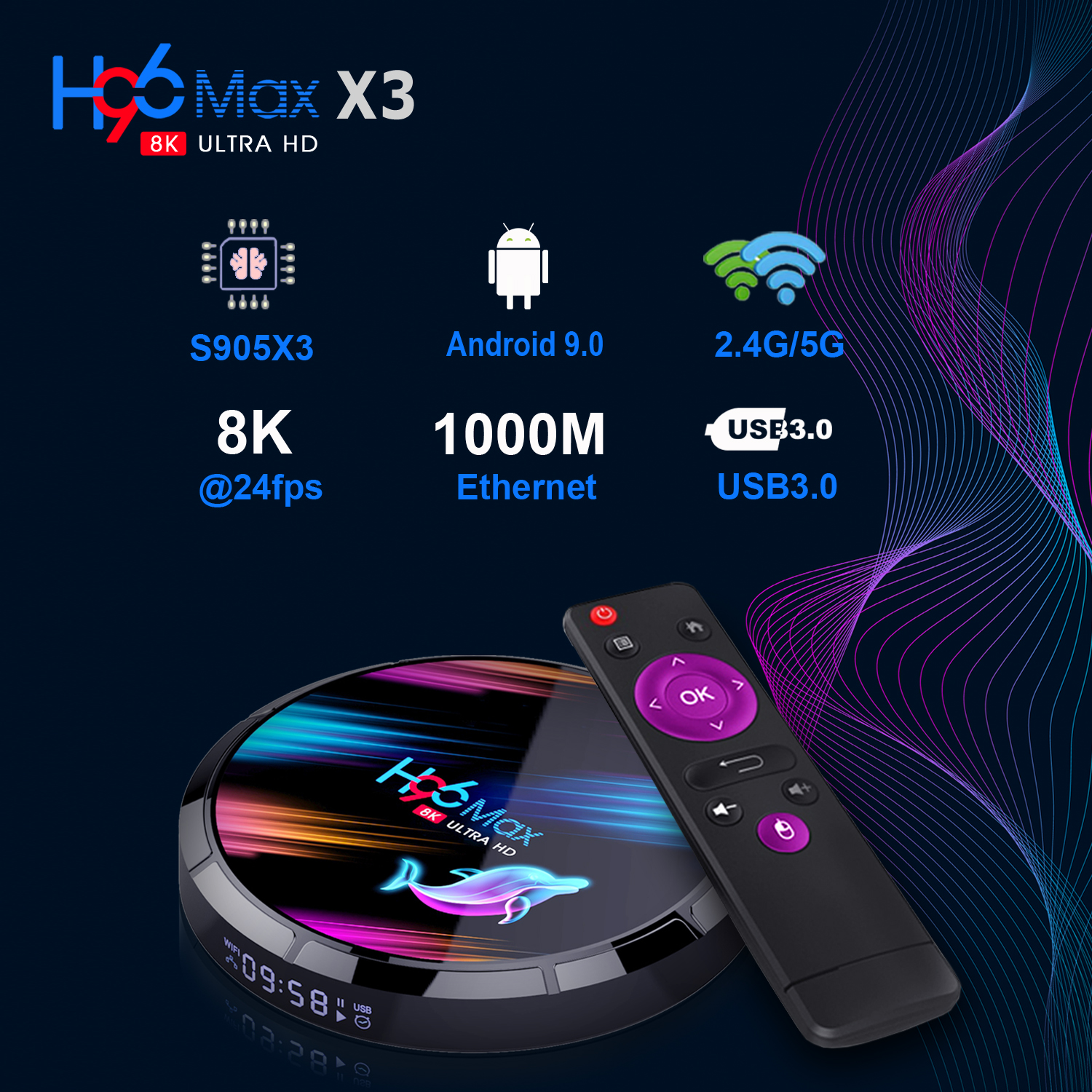 H96 Max X3 8k Uhd 4 128g Android 9 0 Dual Wifi Bt Smart Tv Box Hdmi Amlogic 3d Ebay