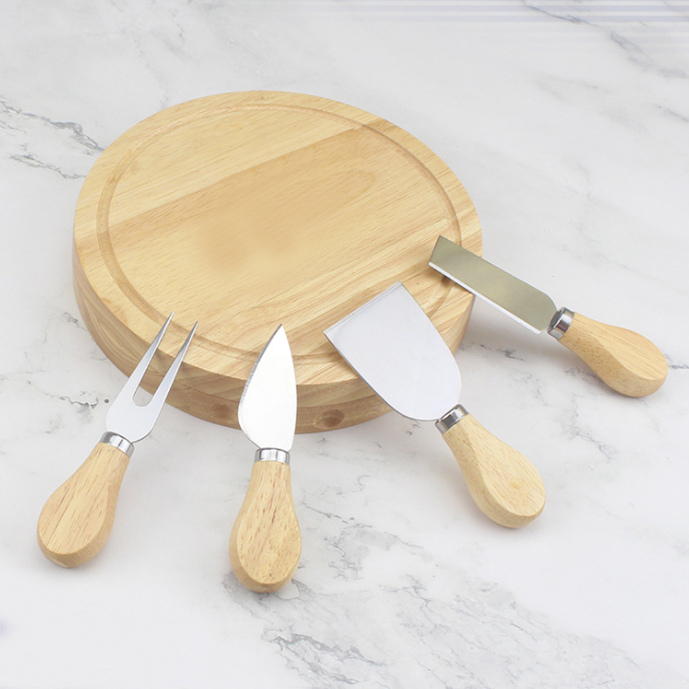 Round Cheese Board & Knives Set, Bamboo, Slide-Out Draw, Specialist ...