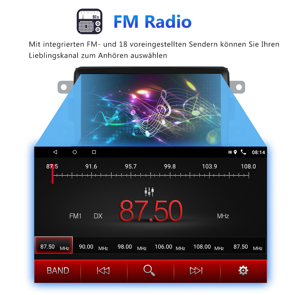 2 DIN 8" Autoradio Android GPS Navi + Rückfahrkamera für