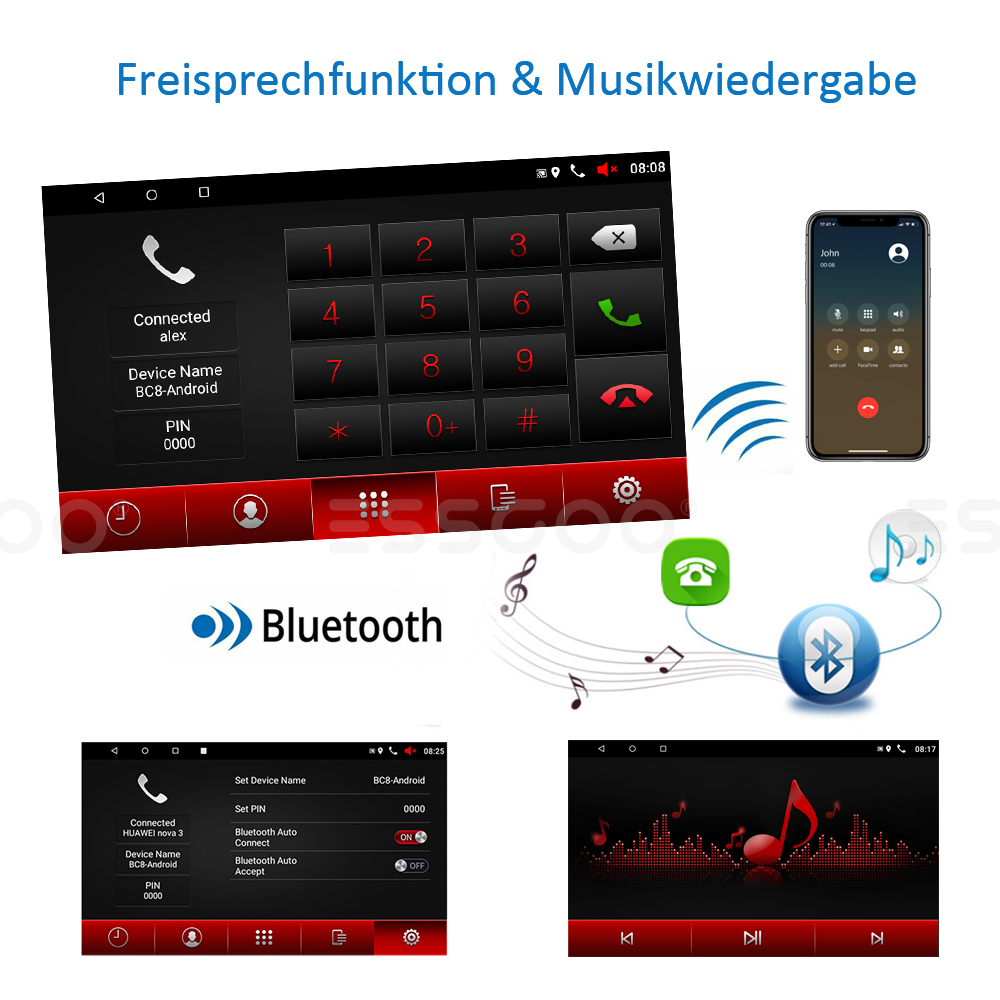 2 DIN 8" Autoradio Android GPS Navi + Rückfahrkamera für