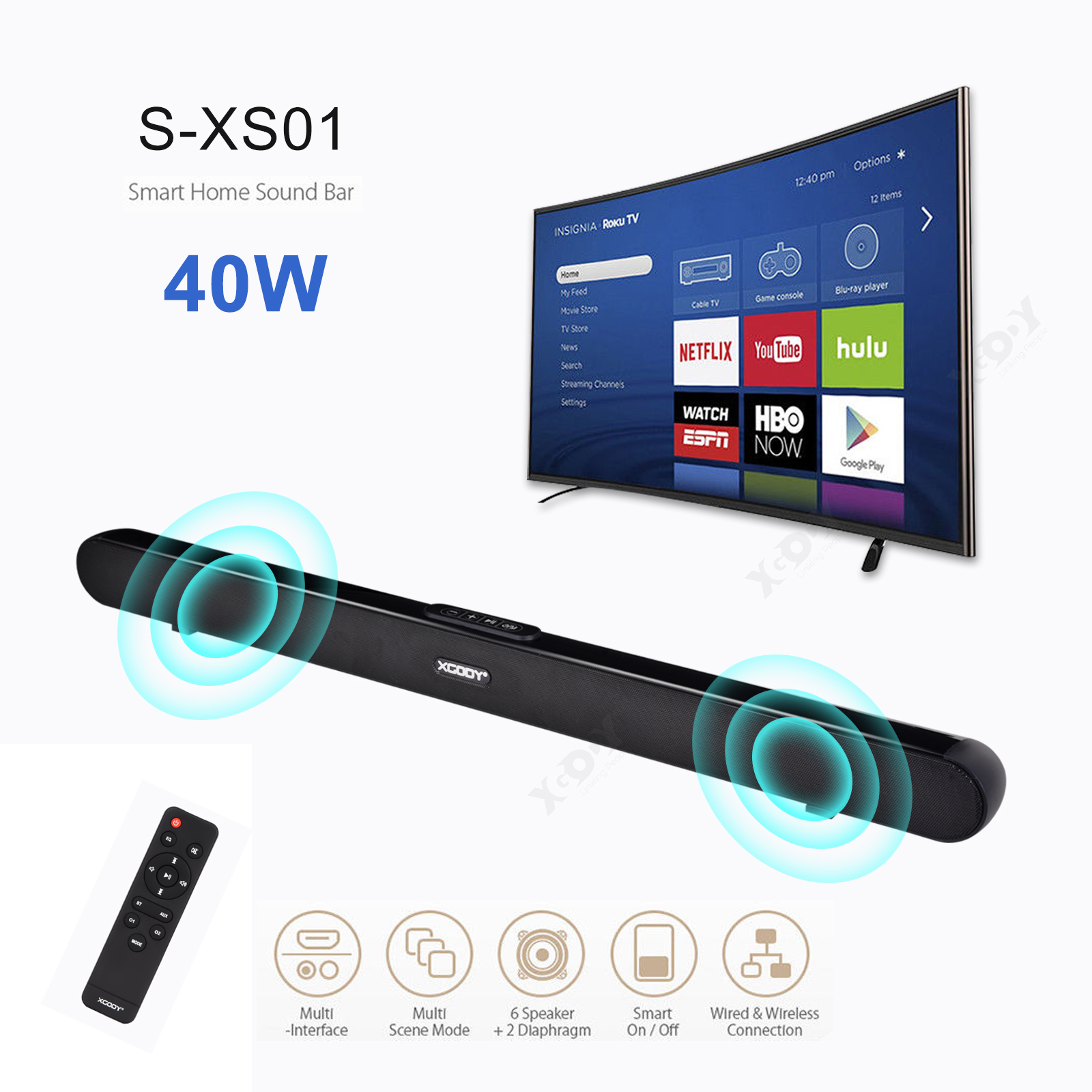 tv soundbar with built in subwoofer