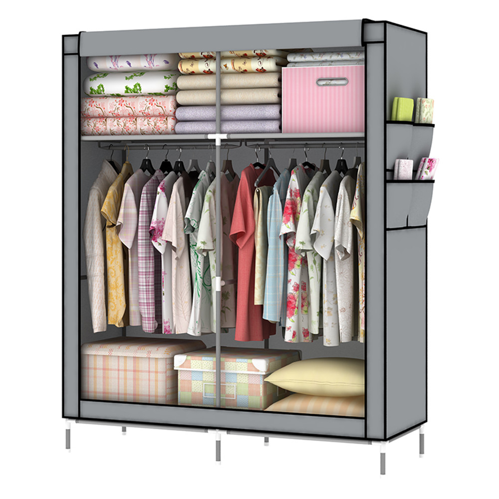 Three Colors Stylish Canvas Wardrobe Hanging Shelving Clothes Storage ...