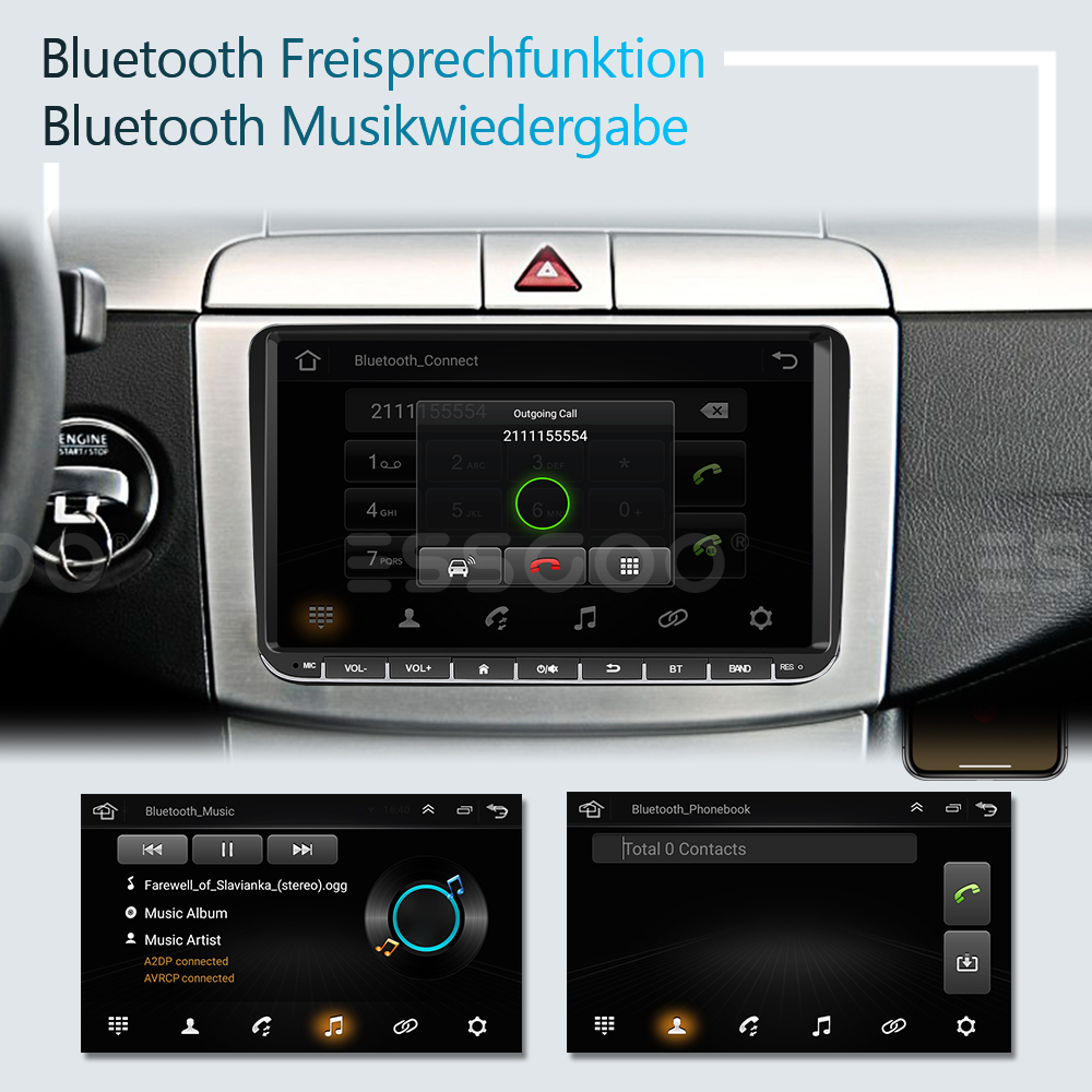 Autoradio 9" Mit RDS AM Bluetooth Android 9.1 GPS Navi