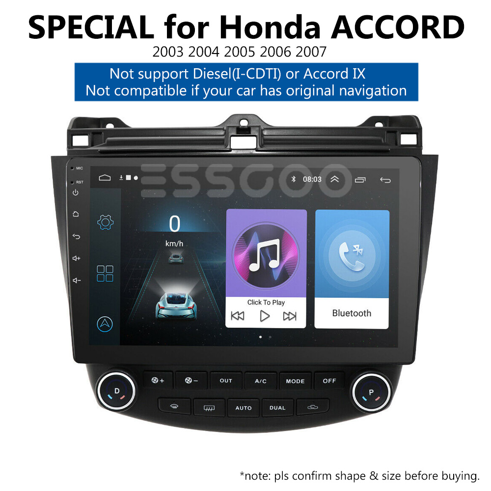 10.1 Inch Android Car Stereo Radio GPS Nav Player MP5 For Honda Accord