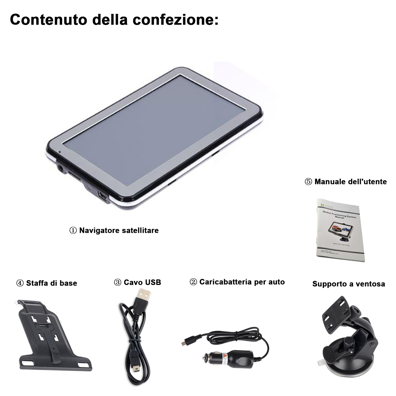 Touchscreen da 7 pollici Mappe di navigazione GPS Dispositivo Sistema internazionale Navigatore GPS 128M 8GB FM con aggiornamento della mappa a vita Bluetooth Europe