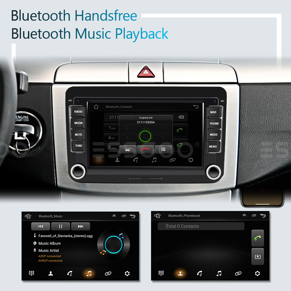 7" Android 9.1 Car Stereo Radio GPS Navi + Camera For VW