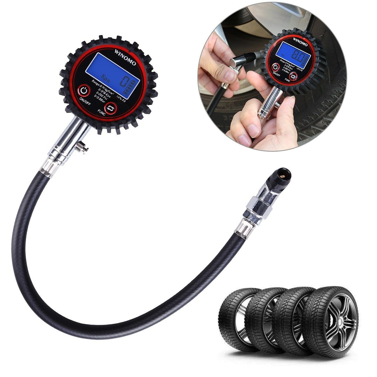 Professional Digital LCD Tyre Tire Air Pump Pressure Gauge Tester