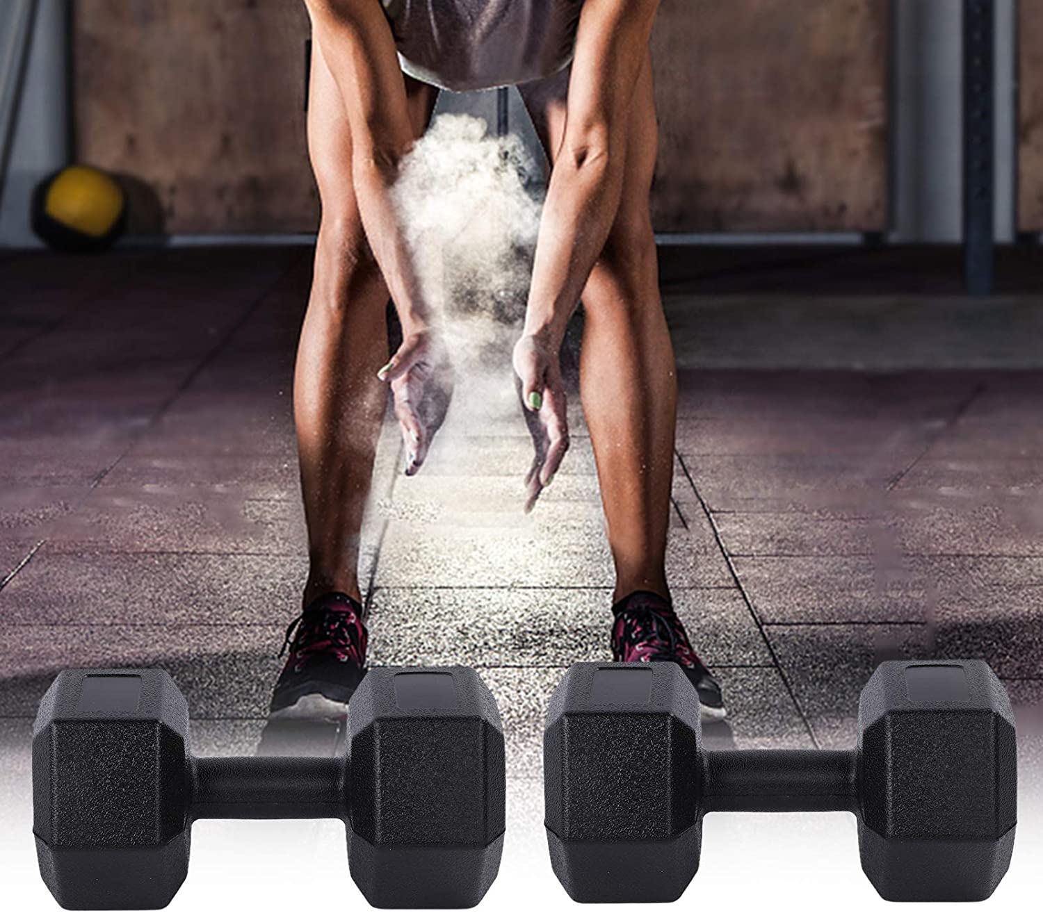 2x7.5kg Pair of Hexagonal Rubber Dumbbell Set Weight Fitness Gym Workout UK