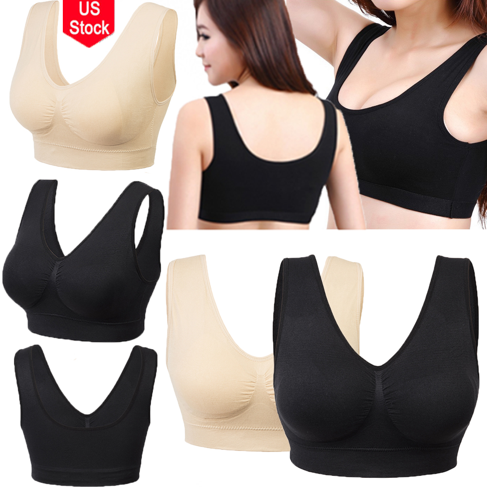 US Women Sports Gym Yoga Bras-Anti-sagging Sports Padded Push up Outdoor Running