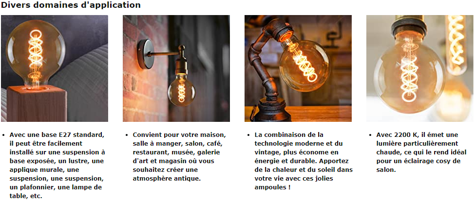 GBLY Ampoule Edison E27 LED 4W vintage Lampe à incandescence