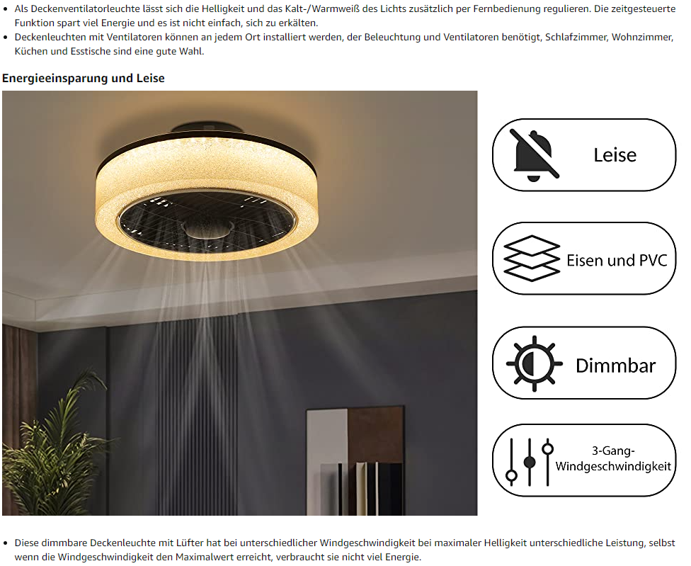 Ventilateur de plafond ZMH
