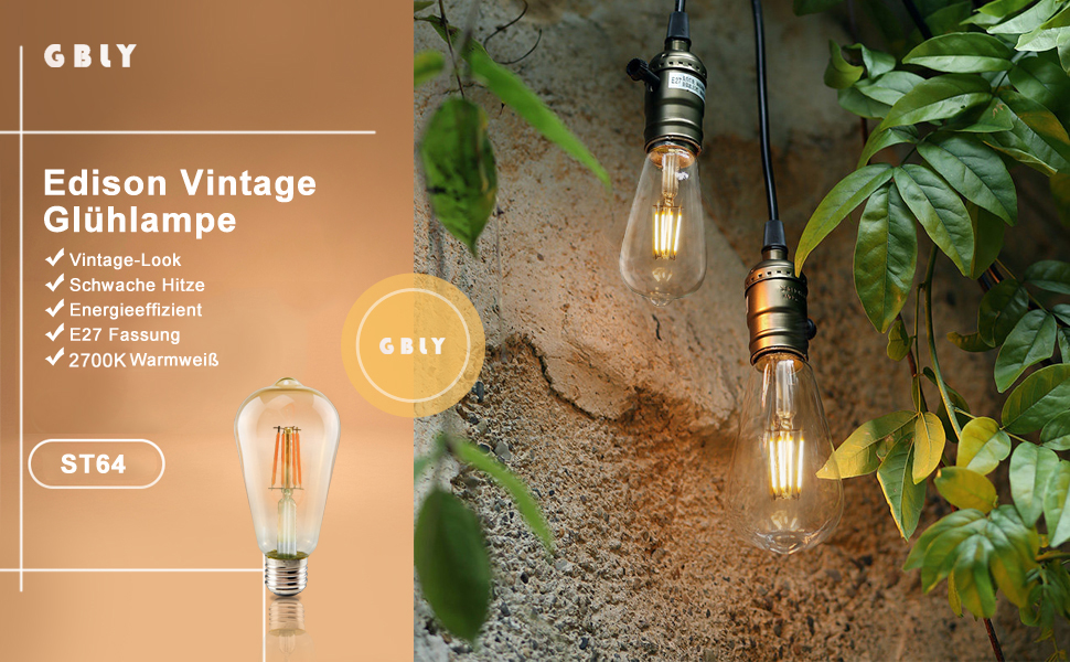 ZMH Edison Glühbirne E27 LED Vintage Leuchtmittel Dekorative Antike