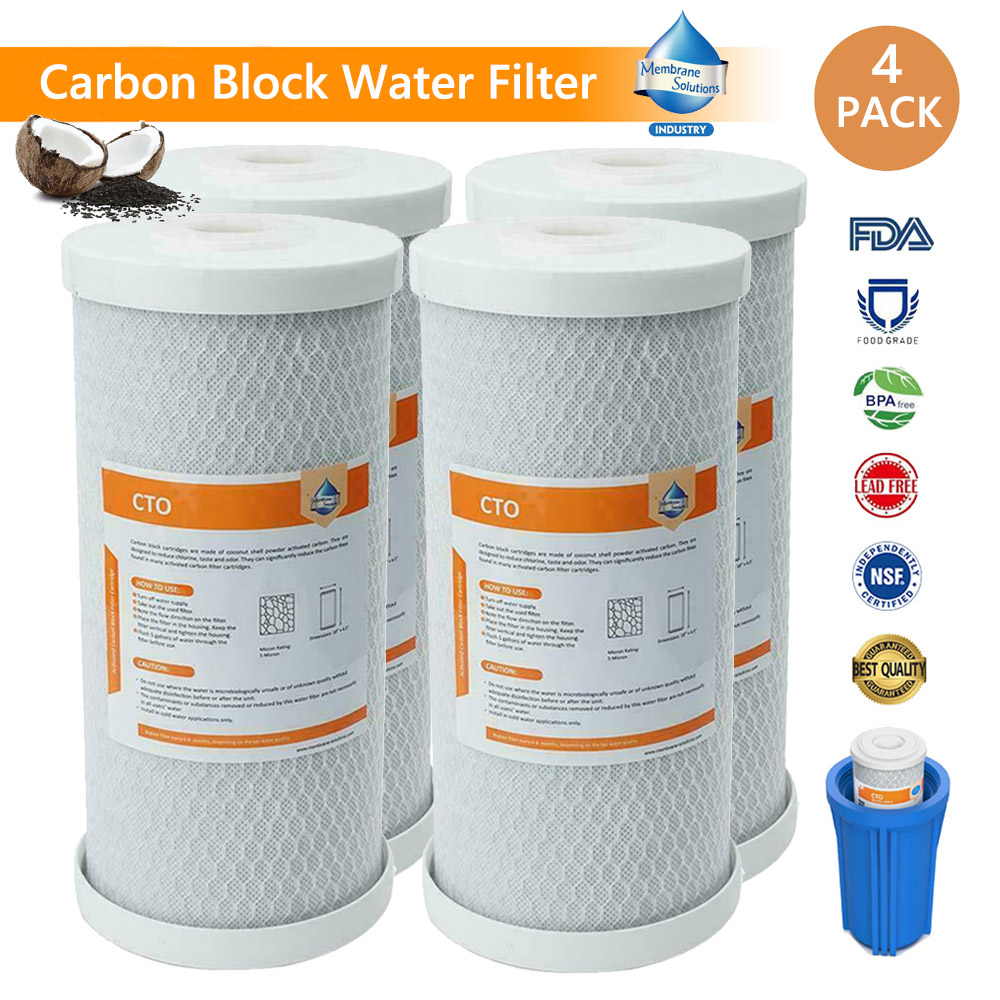 4 Pack 10" x 4.5" Whole House Carbon Block Water Filter Replacement Fit