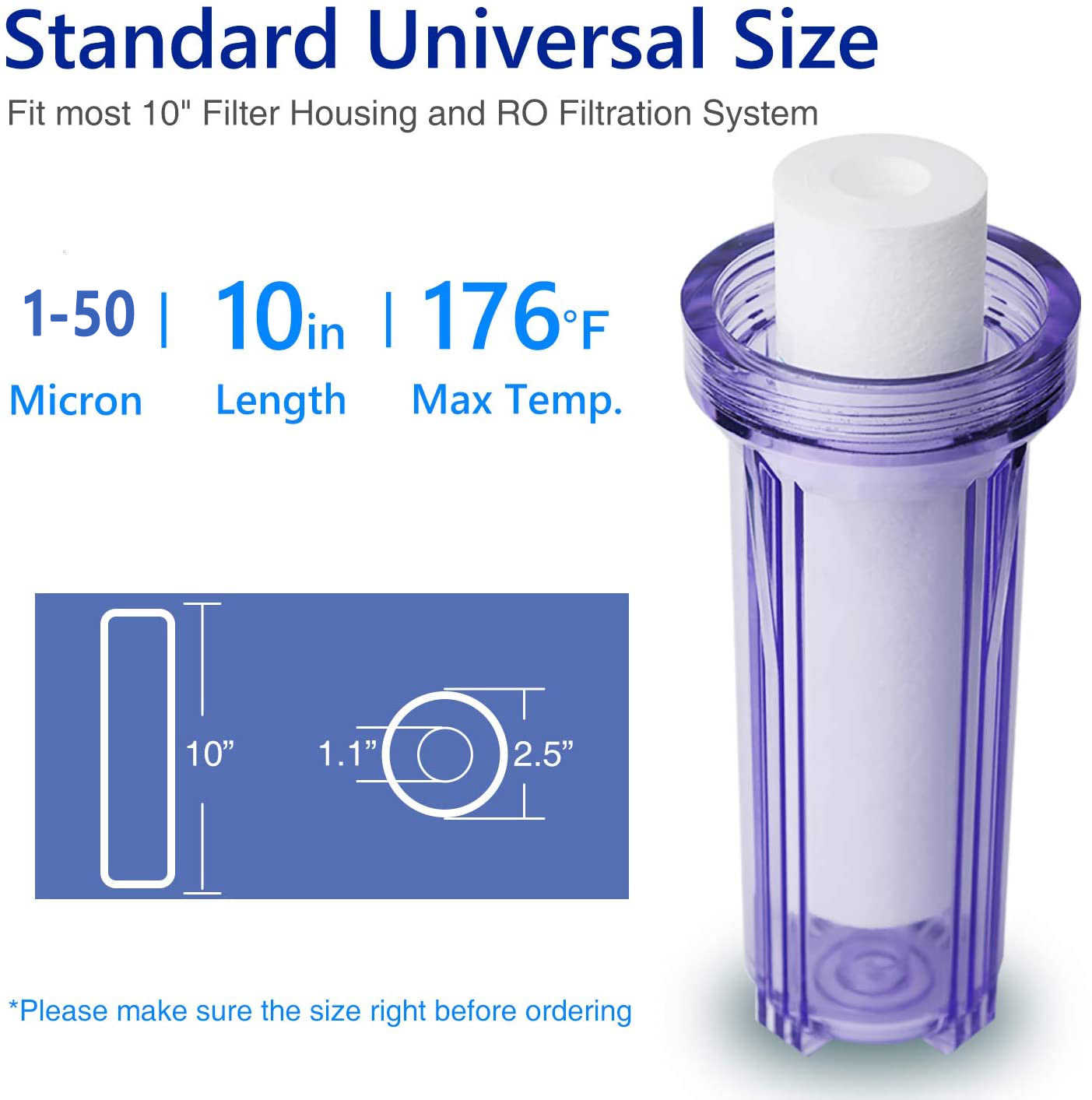 6 Pack 1/5/10/20/25/50 Micron 2.5x10" Melt Blown Sediment Water Filter Cartridge eBay
