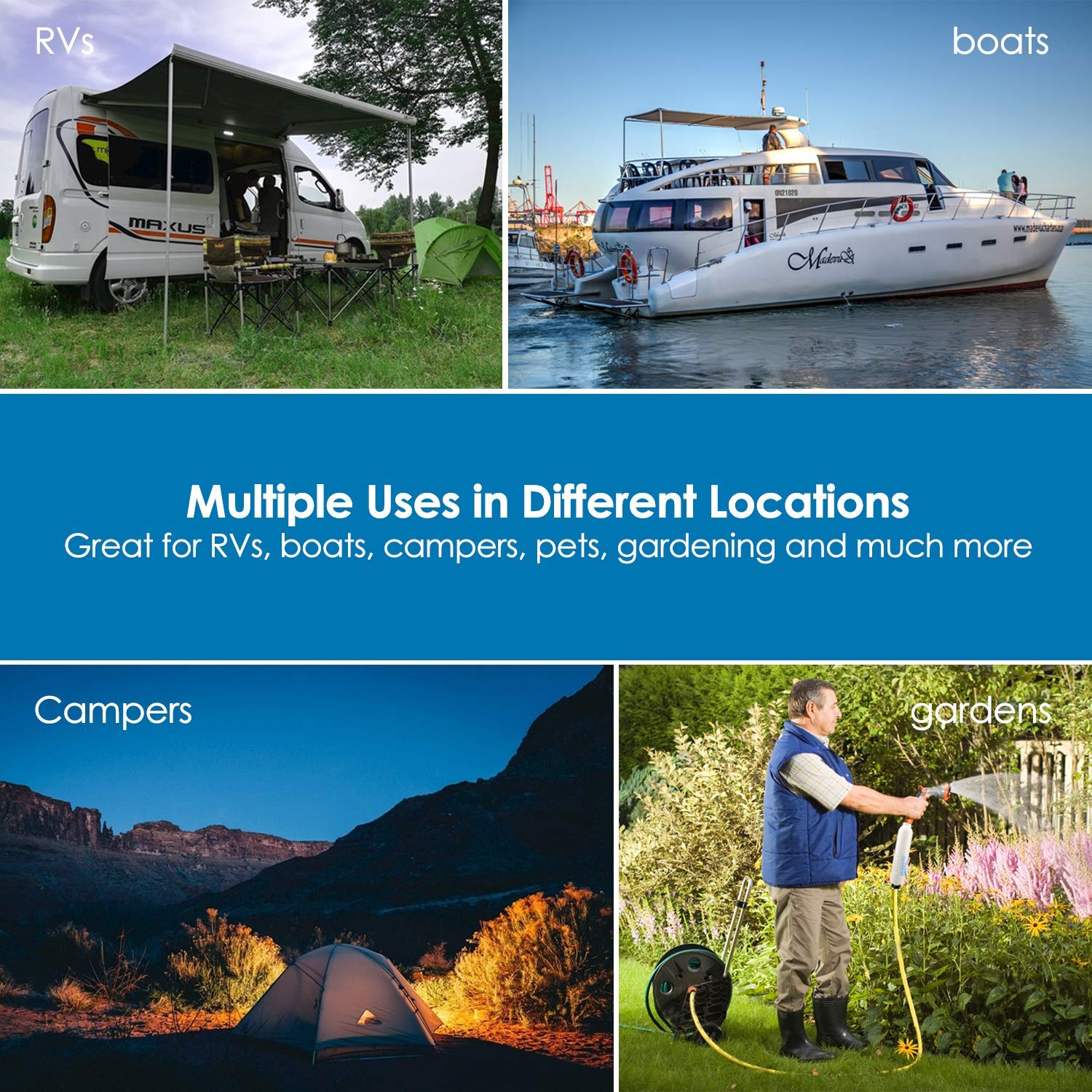 Inline RV Water Filter with Flexible Hose Protector Boats Camping Gardening Pool